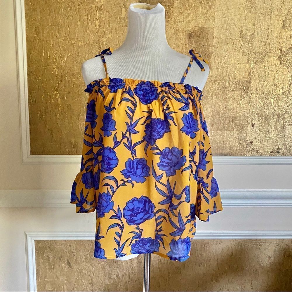 ROMEO & JULIET floral off shoulders blouse S - Picture 2 of 7
